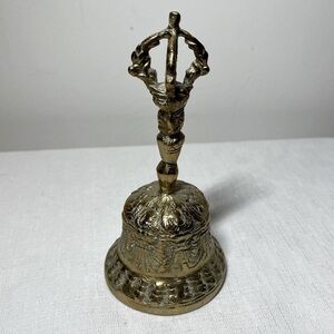 Vintage Ornate Brass Hand Bell Made In India